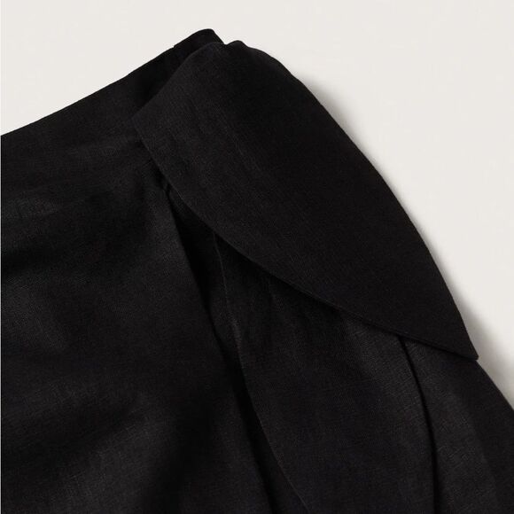 Mango 100% Linen Pareo Wrap Skirt Black - Picture 8 of 13